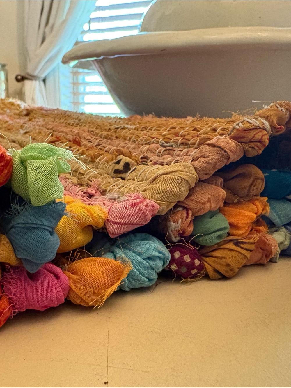 Colorful Handmade Rag Rug Runner - Vibrant Multi-Color - Picture 1 of 3